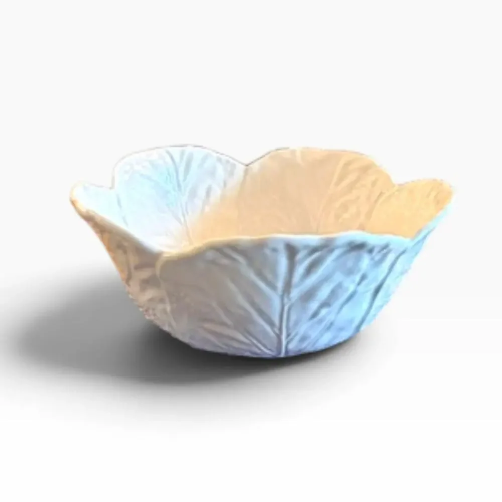 Bordallo Pinheiro Ivory Cabbage Serving Bowl Portugal 11.5